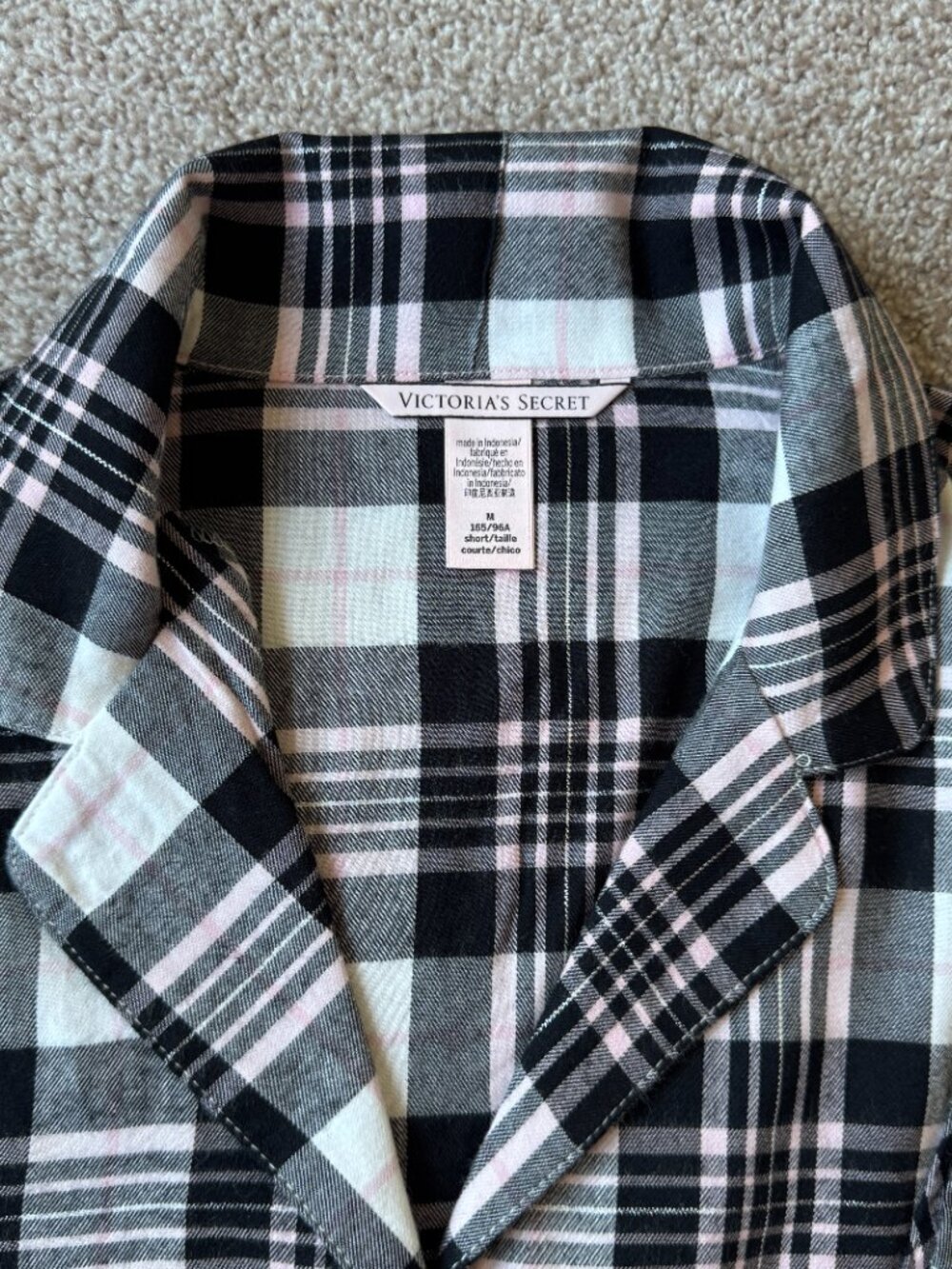 Victoria's Secret Plaid Flannel Button-Up Pajama Shirt M